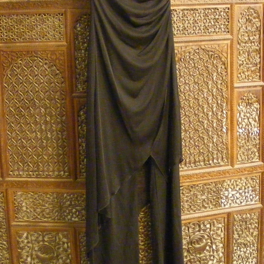 Formal Black strapless asymmetrical pant suit